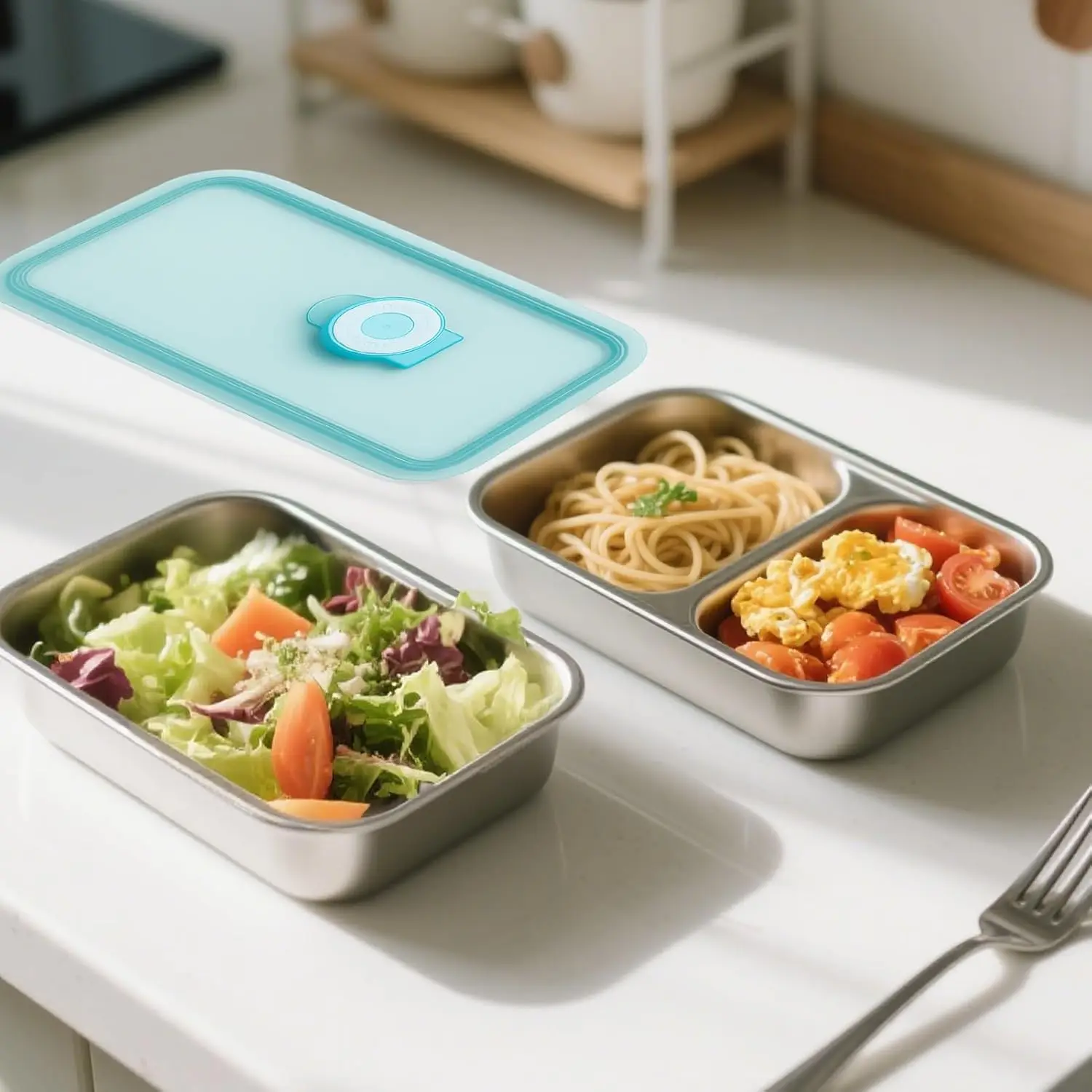 Stainless Steel Reusable Food Containers with Leakproof Lids Kitchen Food Storage Sealed Crisper Camping Picnic Lunch Bento Box