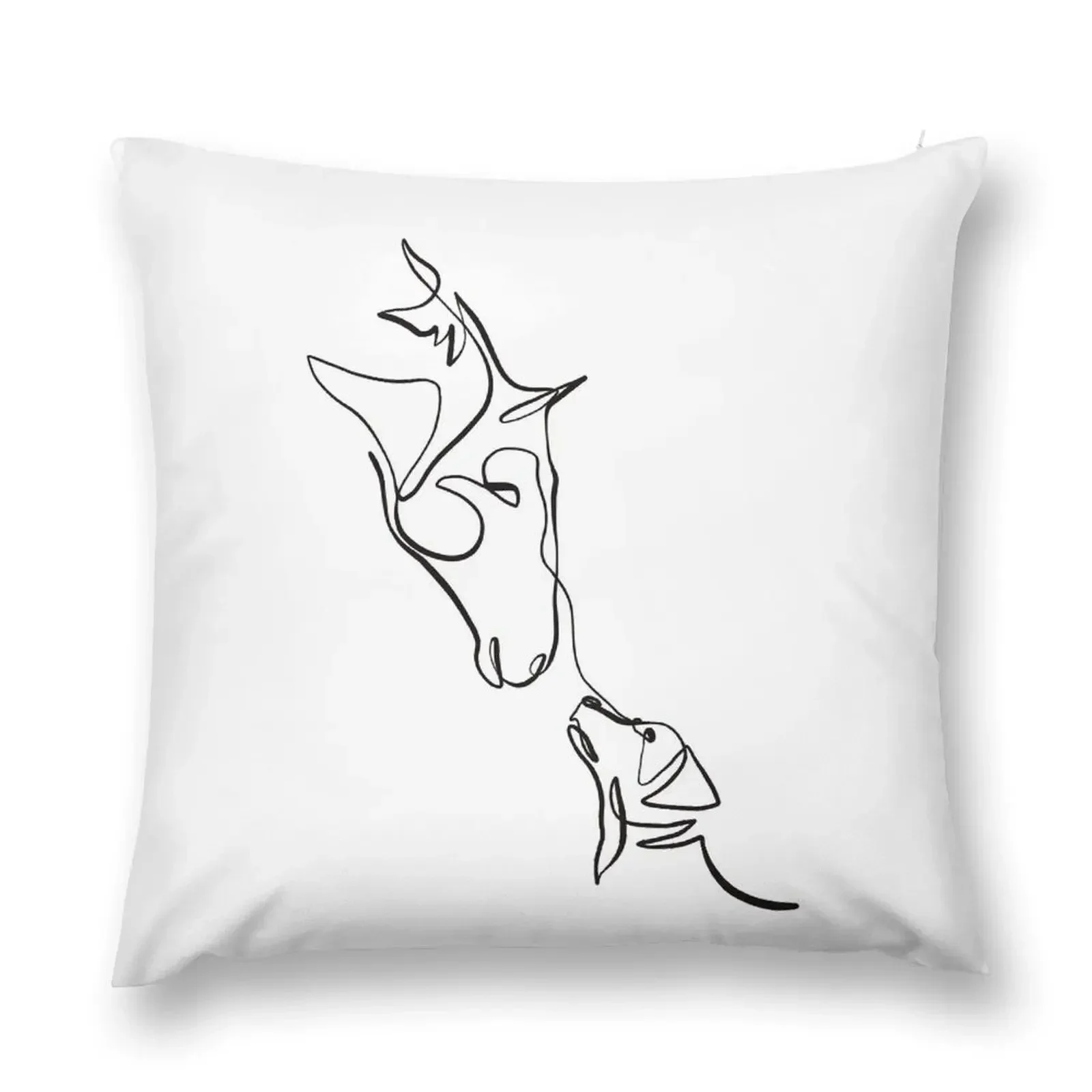 

Horse and Dog One Line Drawing Art Print Throw Pillow Cushions Sofa Pillow Cover christmas pillow case