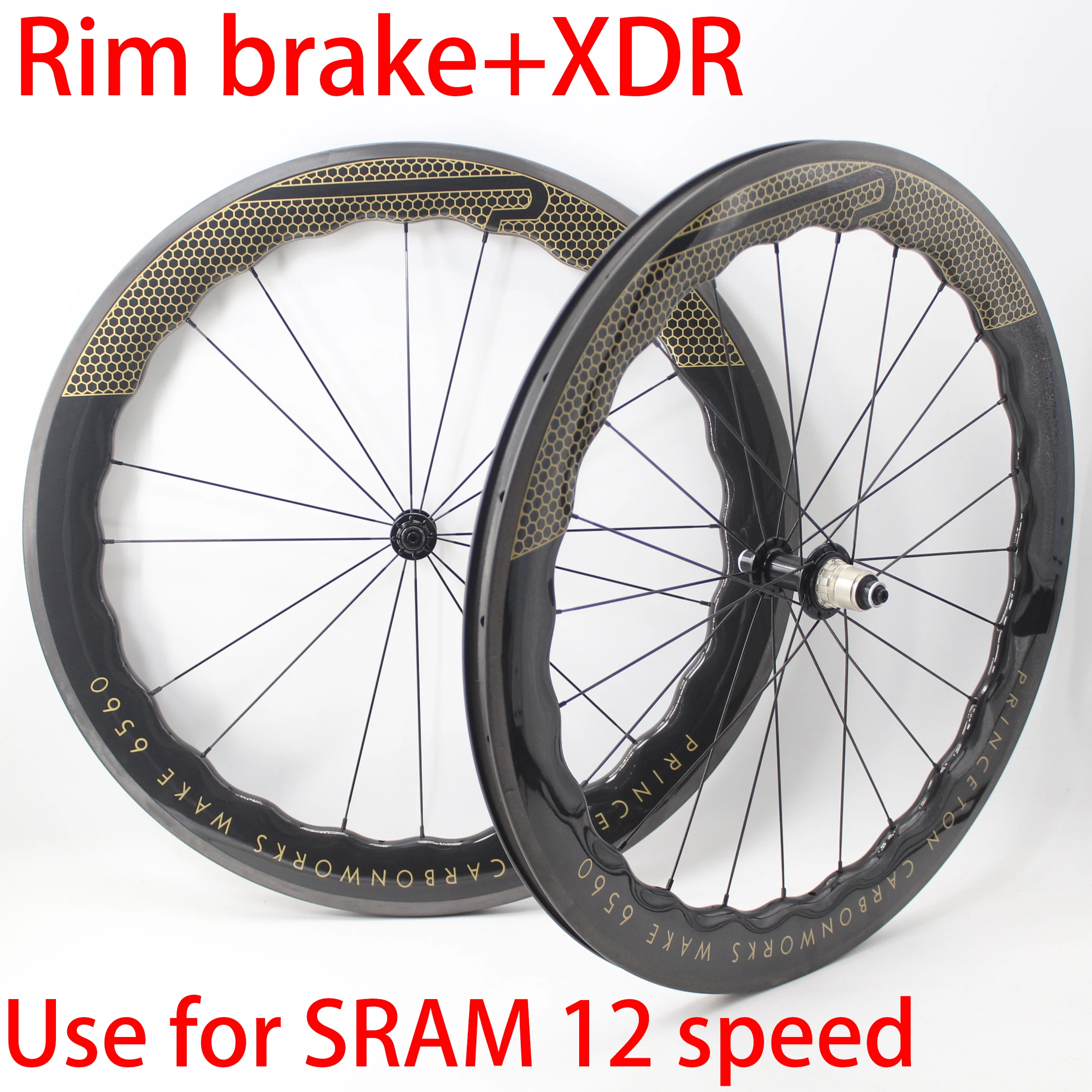 Neuestes +XDR 12-Gang 700C Rennrad UD Vollcarbon 25mm Wave Clincher Tubeless Felge V-Bremse Carbon Fahrrad-Laufradsatz