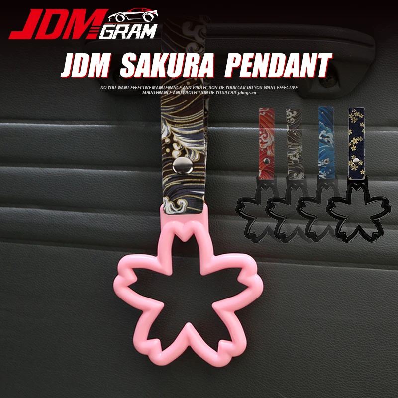 

JDM Racing Car Hanging Ring Universal Handle Hand Strap Sakura Decoration PVC Tsurikawa Rear Bumper Supplies Auto Accessories