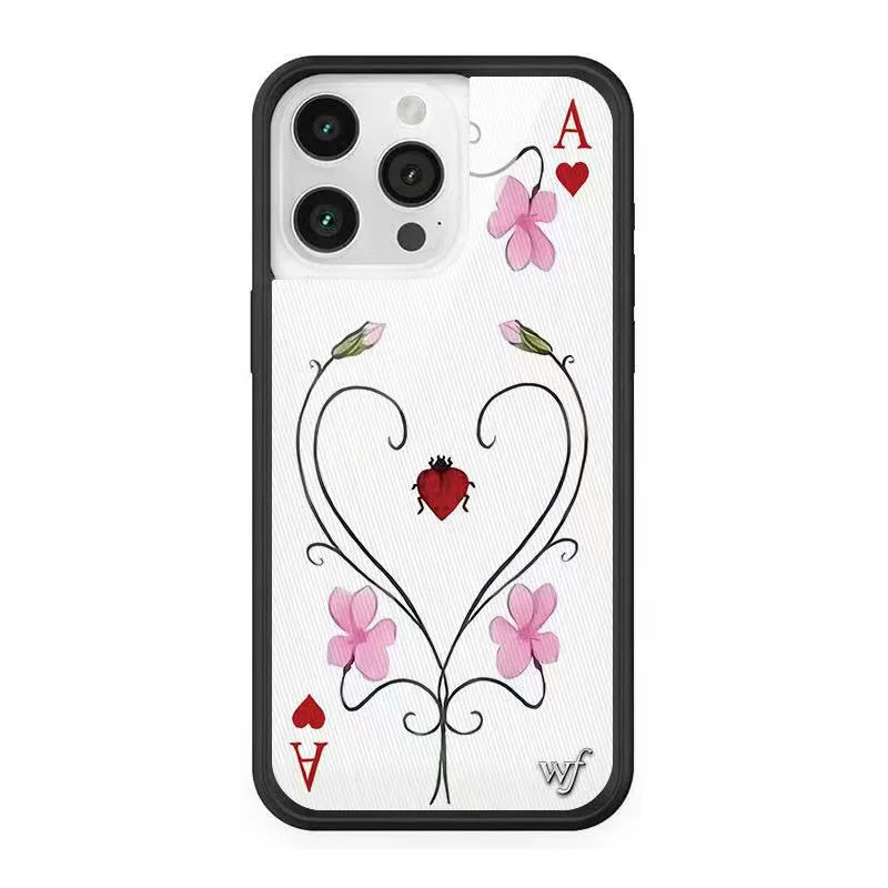 Wildflower 3D Dreamy Hearts Lila Moss Phone Case for iPhone 16 15 14 13 12 Pro Max Plus Poker A Flower WF Soft Edged Back Cover