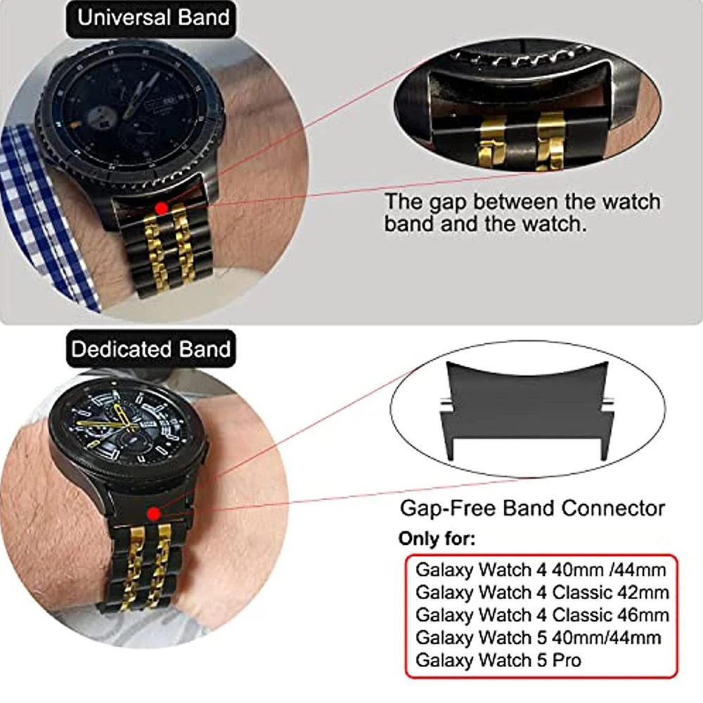 20mm Strap Metal Connector Compatible for Samsung Galaxy Watch 4 5 6 Pro Galaxy Watch4 6 Classic Band Stainless Steel connector