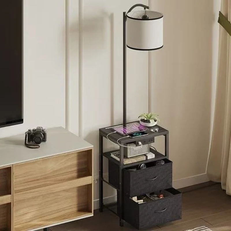 Atmosphere American retro light luxury vertical design sense LED fabric dimming night light. Dimmable floor lamp