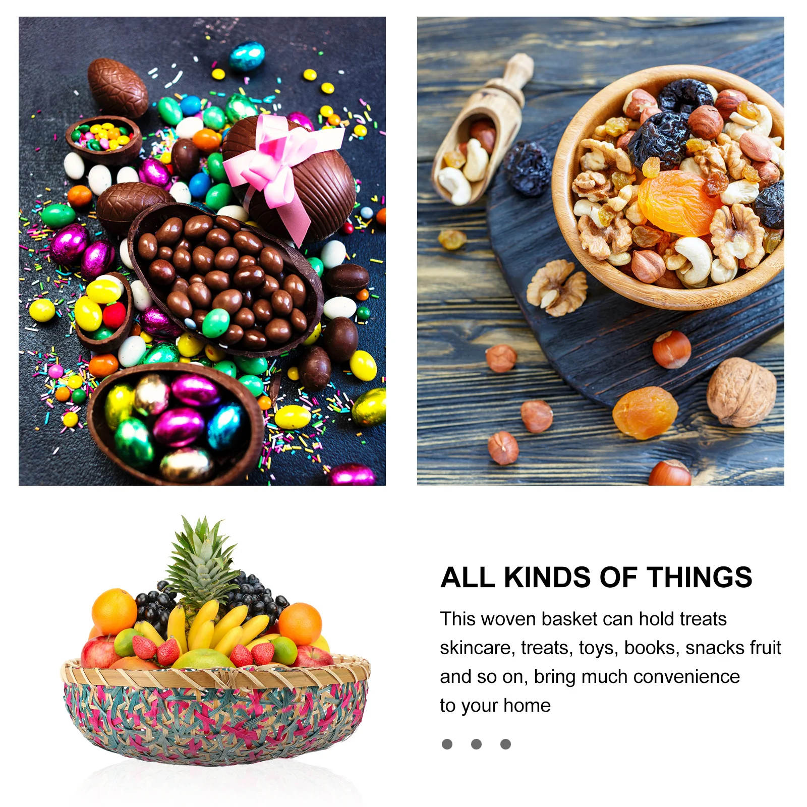 

Bamboo Woven Storage Basket For Fruit Snacks Bread Kitchen Home Organization Farmhouse Style Shelf Basket Decor