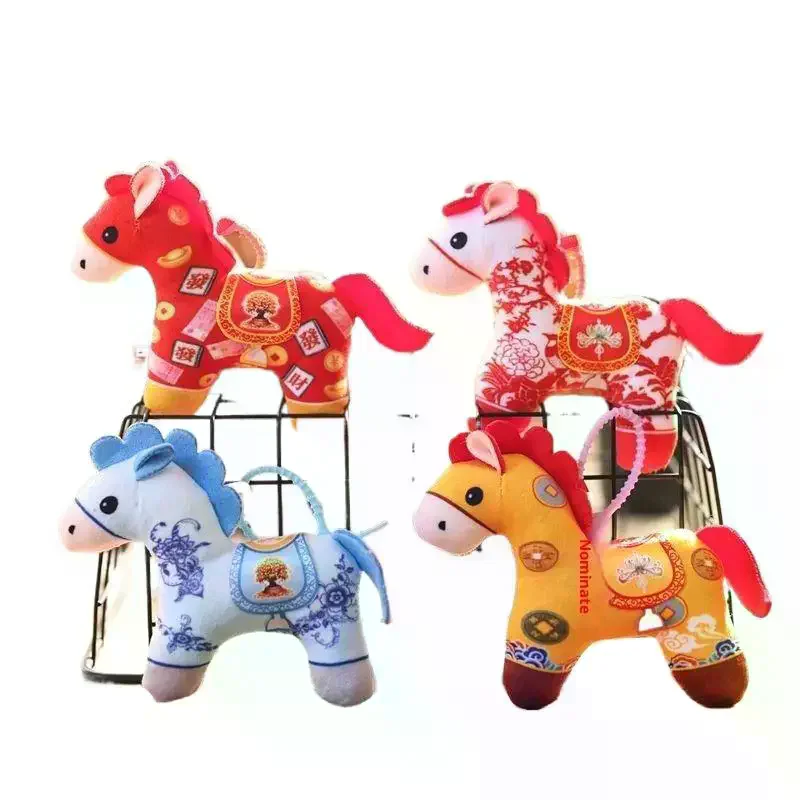 1 pz cartone animato pony bambola decorazione carino ciondolo borsa 2026 capodanno cinese mascotte cavallo peluche portachiavi regali