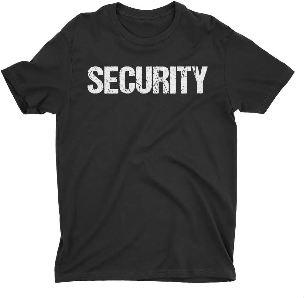 Security T-Shirt Black Mens Neon Tee Staff Event Front & Back Print