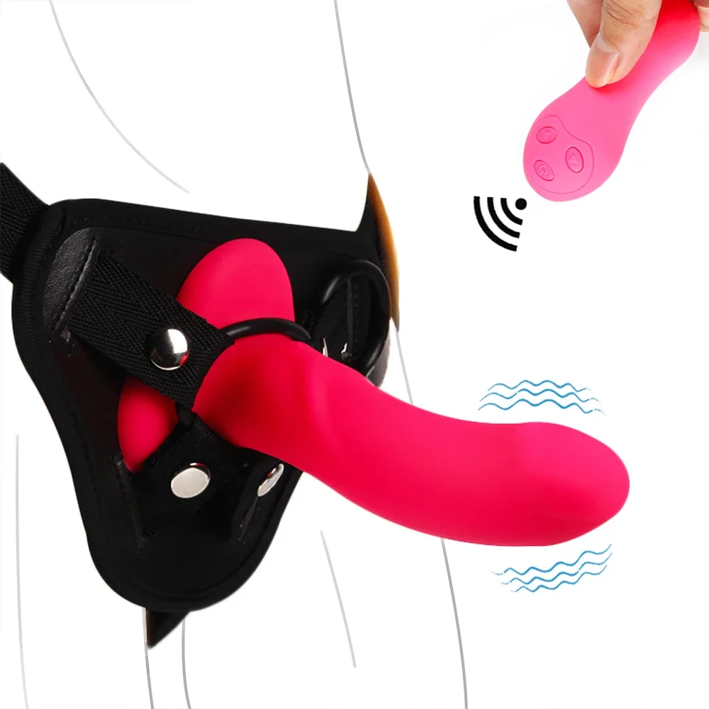 Vibrator 10 Speed Vibrating Strap on Dildo Panties Lesbian Sex Strap on Penis Artificial Sex Toys for Women Bondage Dildo Sexy