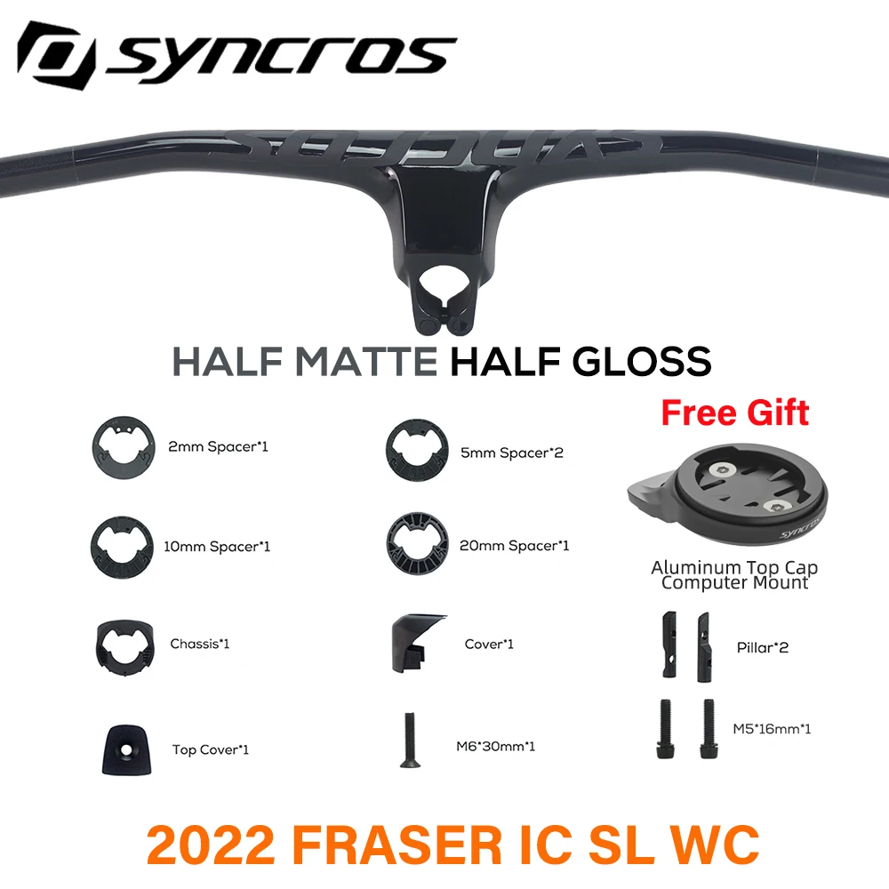

SYNCROS FRASER IC SL WC Regalo Gratuito Top Cap Mount Carbon Fiber Semi Matte Semi Gloss Integrated Handlebars With Stem -20°