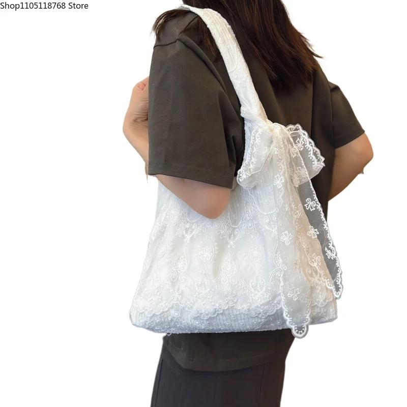 

Summer Lace Shoulder Bags for Women High Capacity Commuter Ladies Underarm Vest Bag Lightweight College Style Girl Tote Handbag
