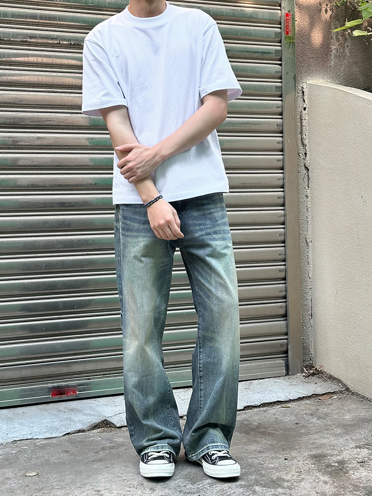 Американские джинсы в стиле ретро Cleanfit, свободные повседневные прямые длинные брюки для мужчин и женщин, джинсы из хлопка и полиэстера с завязками