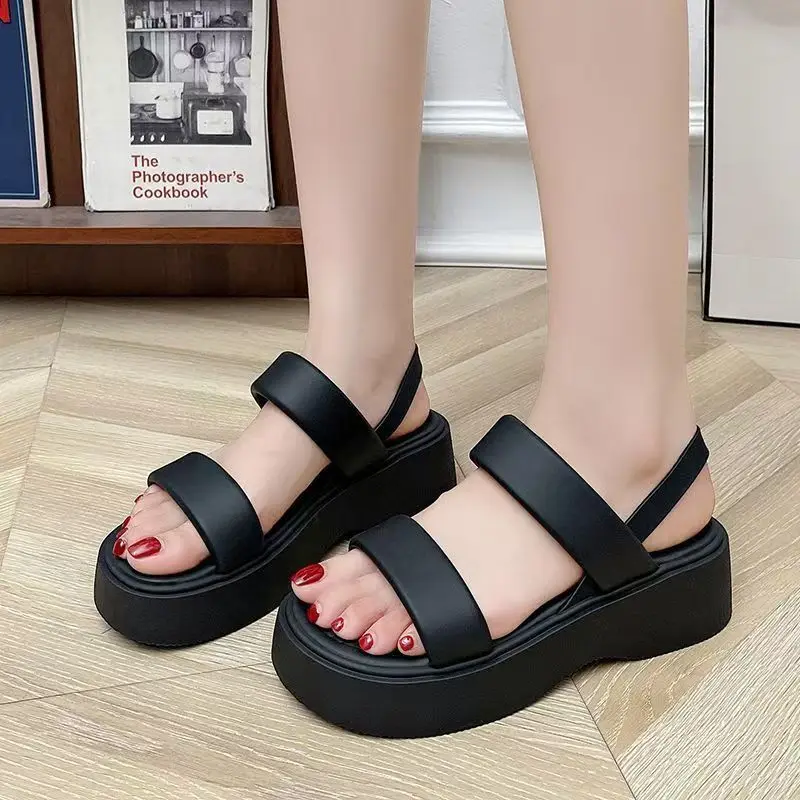 

Women's New Summer Thick Sole Outdoor Beach Sandals Open Toe Non Slip Flat Sole Slip On Casual Sandals Lightweight Sport Sandals