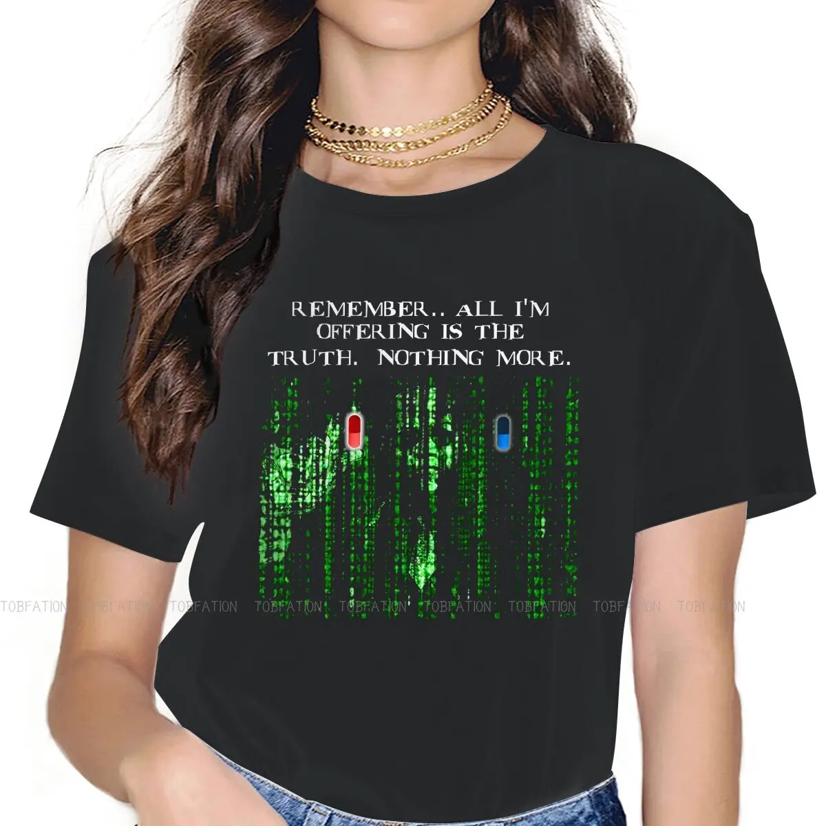 The Matrix Neo Women T Shirt The Blue Pill Or The Red Pill Female Tops Harajuku Funny Tees Ladies 5XL Oversized Tshirt