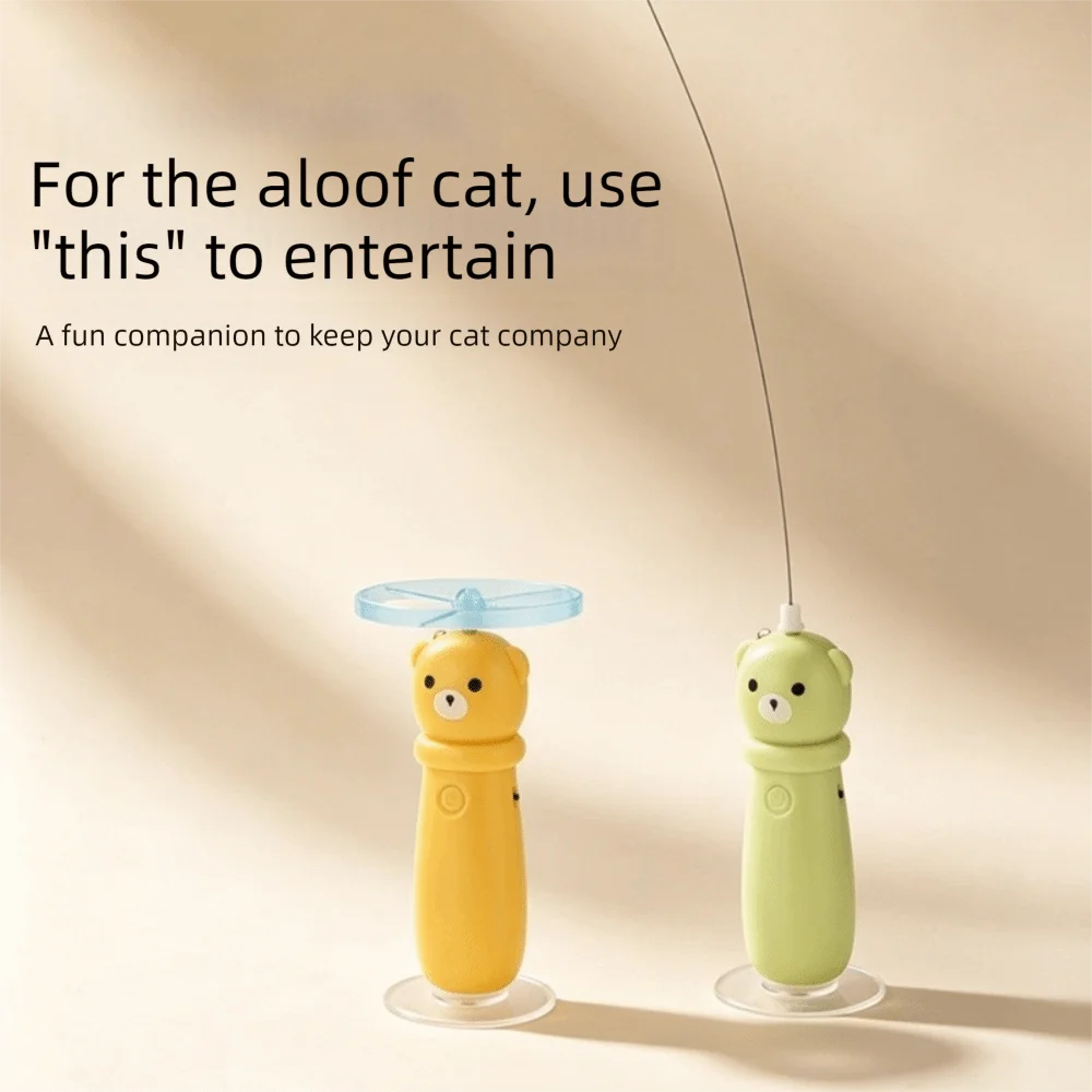 360° Rotation Butterfly Electric Cat Teaser Suction Cup Base Automatic Launching Stick USB Rechargeable Interactive Cat Wand