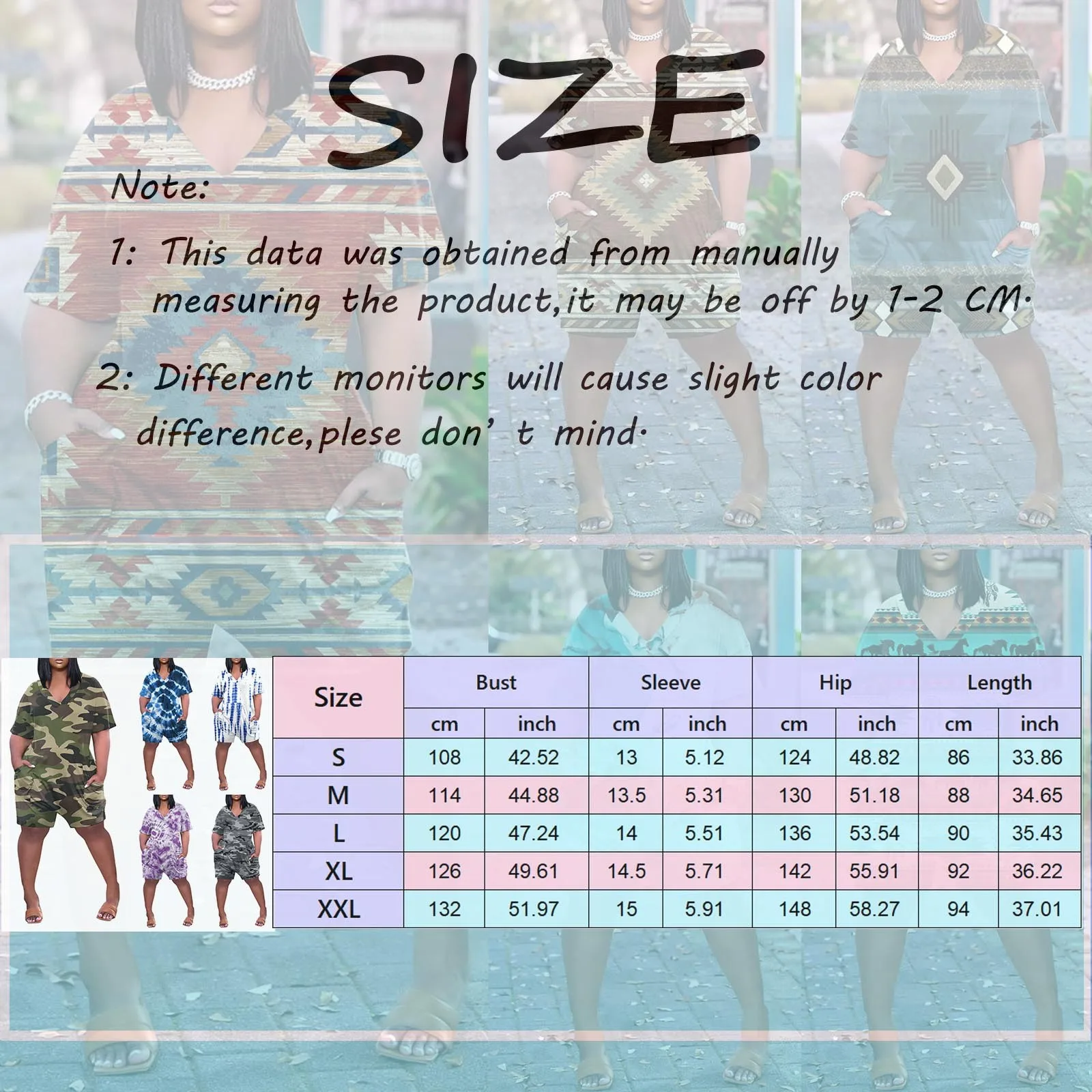 Summer Women Sexy Loose Solid Printing V-neck Romper Fashion Casual Pocket Short Sleeved Shorts Jumpsuits Plus Size Monos Mujer