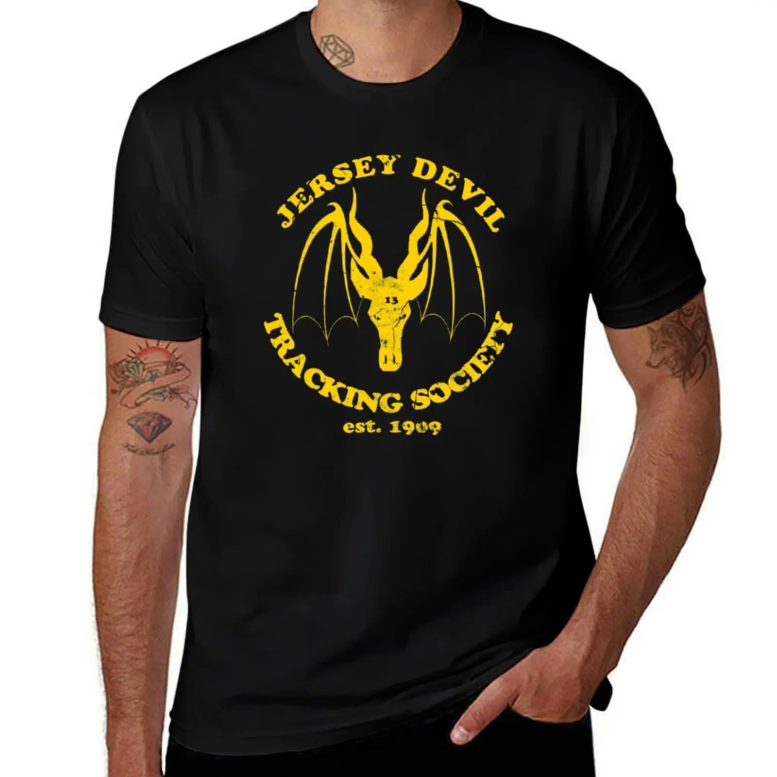 

The Jersey Devil Tracking Society - Cryptozoology T-Shirt man t shirt cotton high quality t shirts for man graphic funny T-Shirt