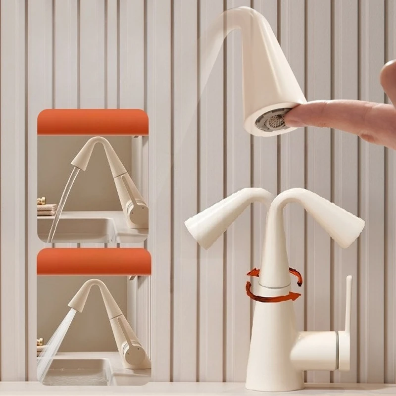 

Полностью медный молочно-белый шкаф для ванной комнаты, смеситель для умывальника, брызгозащищенный бытовой выдвижной смеситель, пистолет, серый