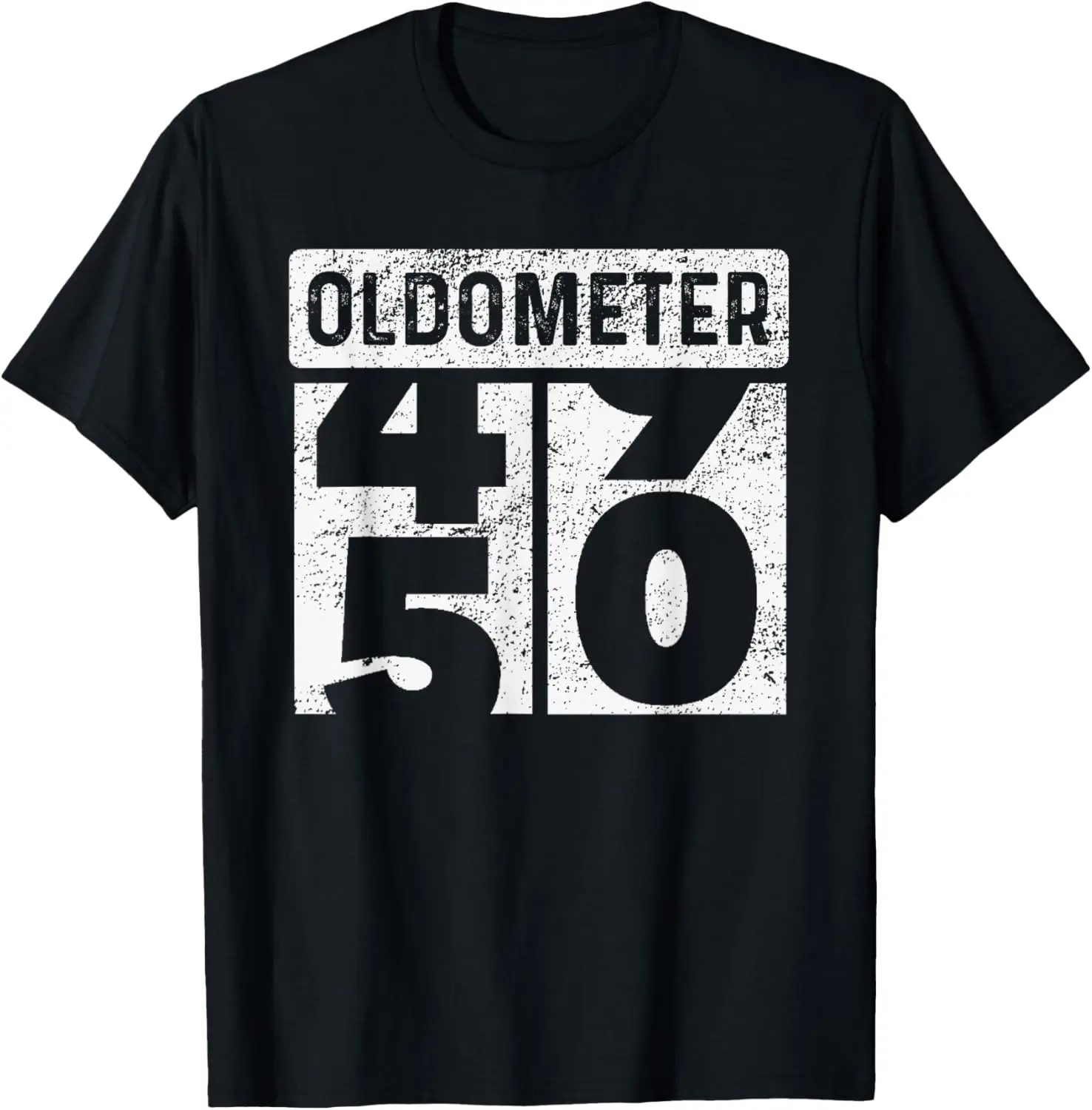 

Oldometer Odometer Turning 50 Funny Graphic Tee Distressed Look Birthday Gift Men's T-Shirt
