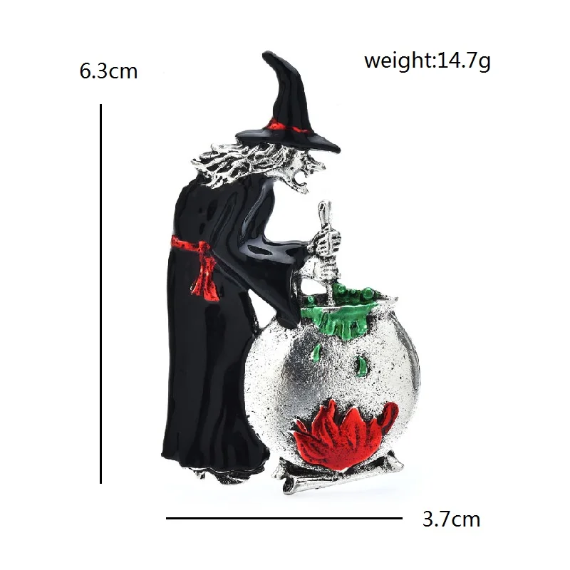 Wuli&baby Vintage Witch Brooches For Women Enamel Making Potion Old-women Figure Party Casual Brooch Pins Gifts