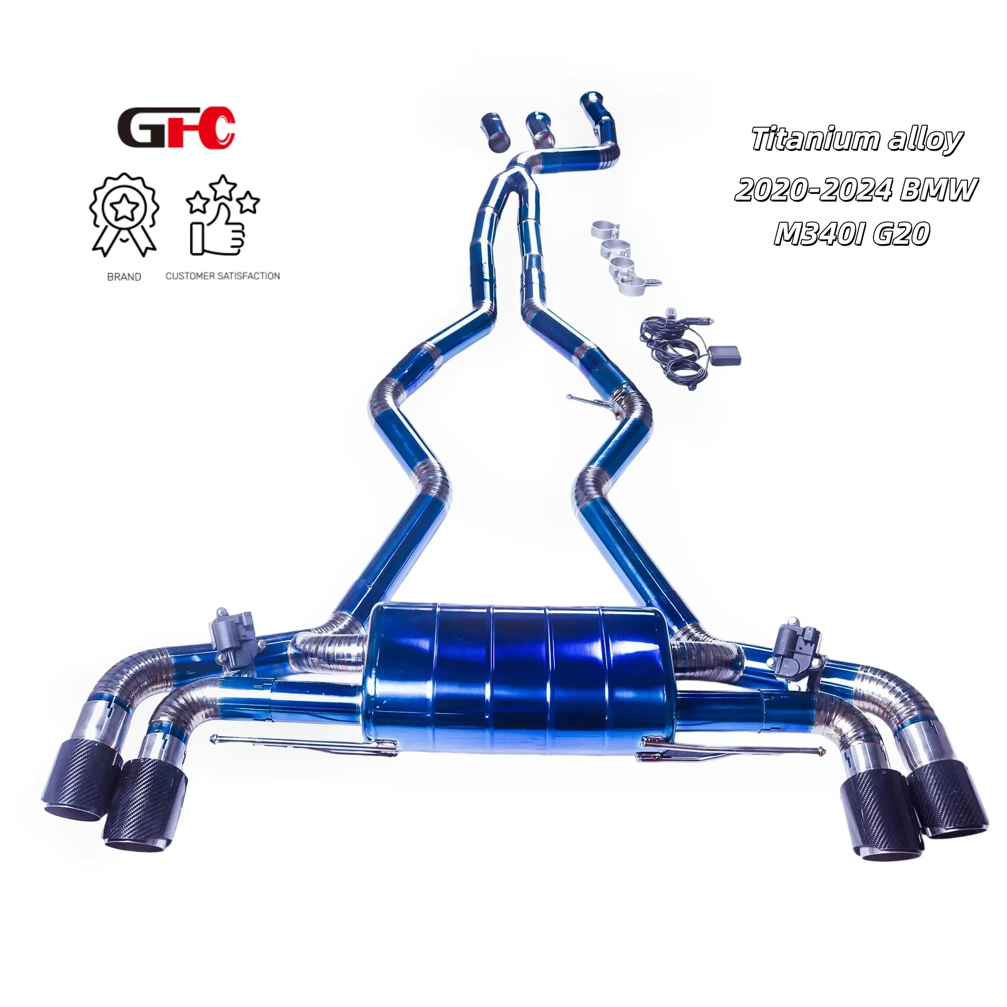 

catback titanium alloy high-performance exhaust system with valve muffler, 4 tips.Suitable for 2020-2024 BMW M340I G20