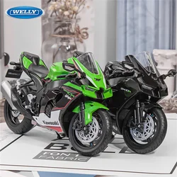 WELLY 1:12 Kawasaki Ninja ZX-10R Alloy Heavy Locomoti Motorcycle Model Metal Cross-country Racing Motorcycle Model Kids Toy Gift