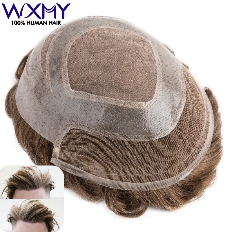 

Mono & Pu Versalite Toupee Man wig Prosthesis With Swiss Lace Front Natural 100% Human Hair Wigs For Men Exhuast Systems