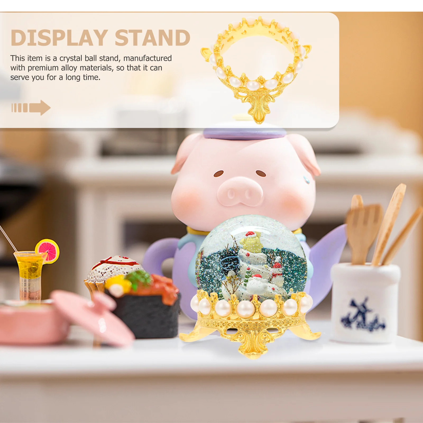 

2Pcs Premium Crystal Ball Stand Crown Shape Metal Crafts Base Multi-Functional Home Office Decor Crystal Ball Stand