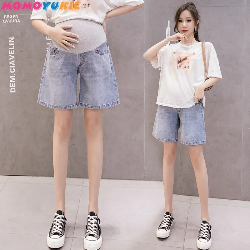 Denim Fashion Maternity Shorts Summer Pregnancy Cotton Short Slim Tight Hole Denim Elastic jeans Maternity Pants clothe