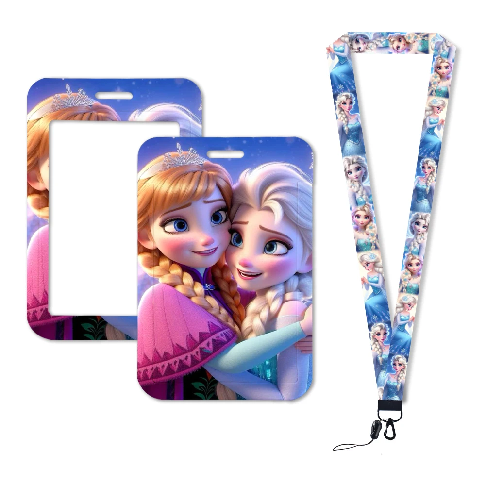 Frozen 2 disney princesa anna animeted cordão de telefone para id crachá titular pescoço cinta chaveiro cordão lariat presentes das meninas