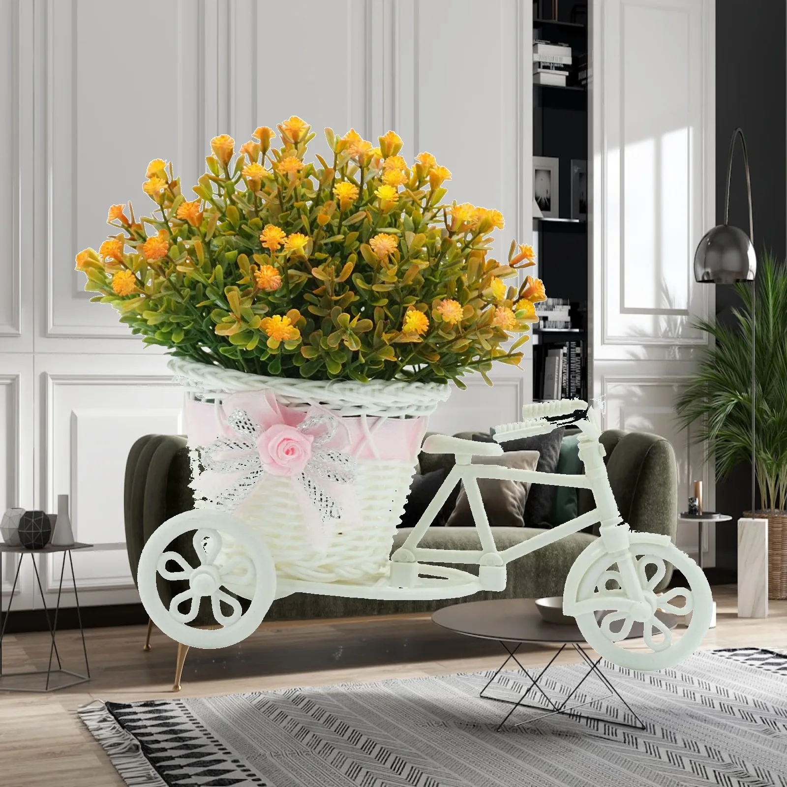 Flower Basket Container Tricycle Simulated Potted Plant Exquisite Modern for Indoor Wedding Backyard Home Desk