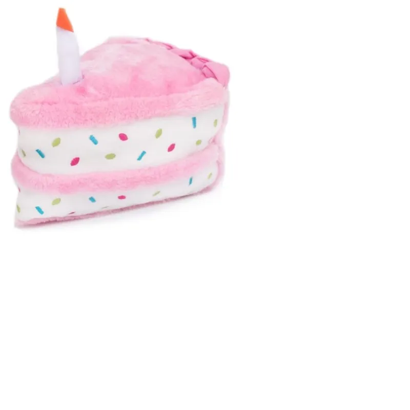 Birthday Gifts for Dogs - Pink Birthday Cake Slice, Plush Squeaky Dog Toy, Dog Birthday Party Supplies for Boys & Girls