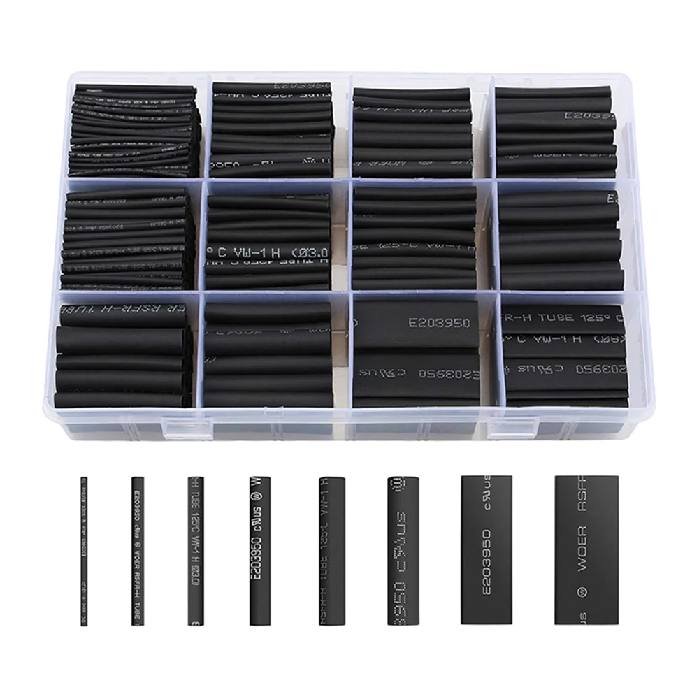 650pcs Heat Shrink Tubing Wire Shrink Wrap UL Approved Ratio 2:1 Electrical Cable Wire Kit Long Lasting Insulation Protection