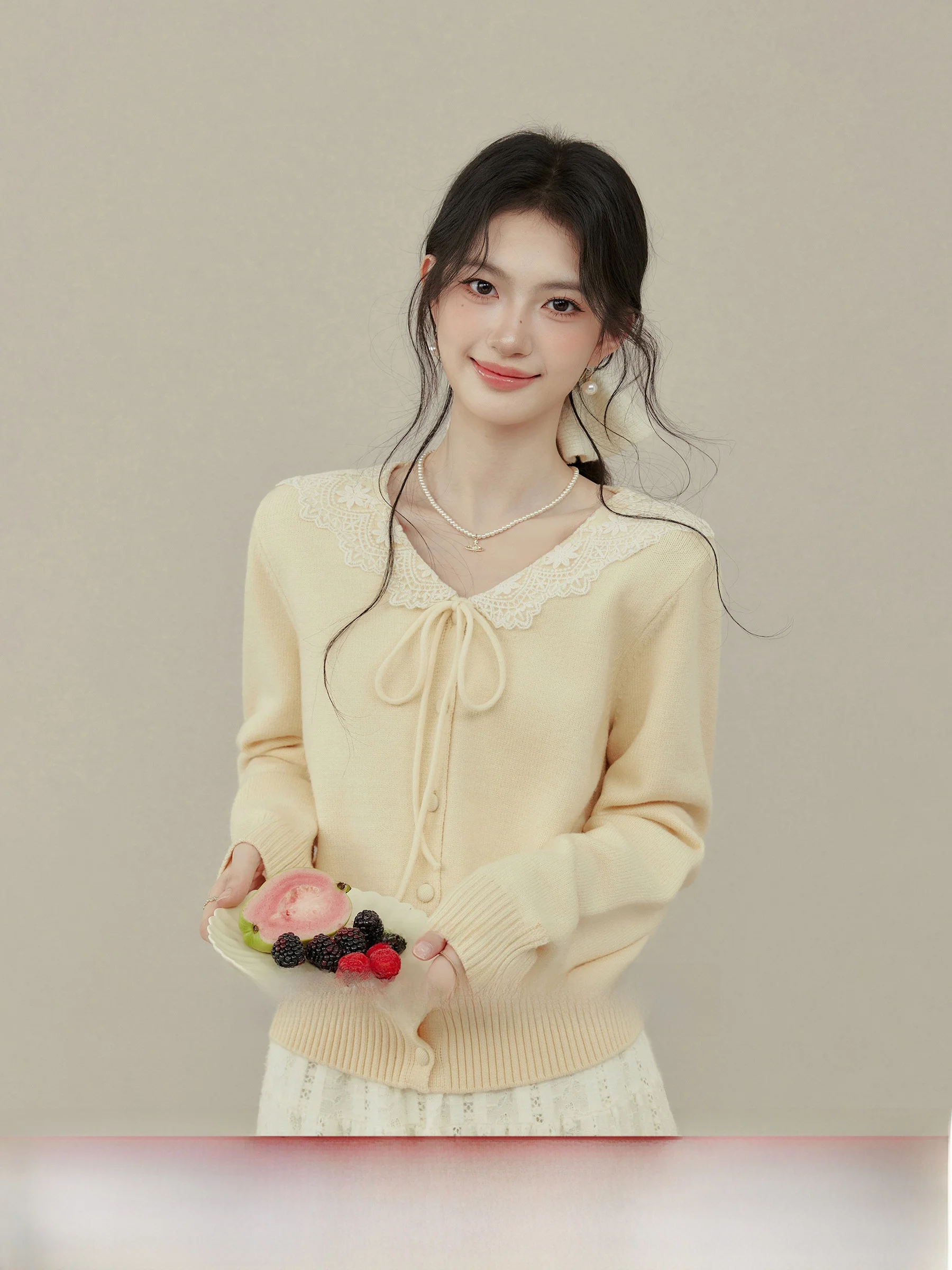 

Warm Winter Knitted Base irt with Belted Open Cardigan Inner Yellow Top for plus Size Women Turn-down Collar Comfortable Fit