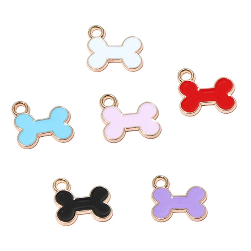 [YU] 10 stücke Nette Mini Emaille Tier Hund Knochen Charms Anhänger Für Schmuck Machen Halsketten Ohrringe Armbänder DIY Handwerk versorgung