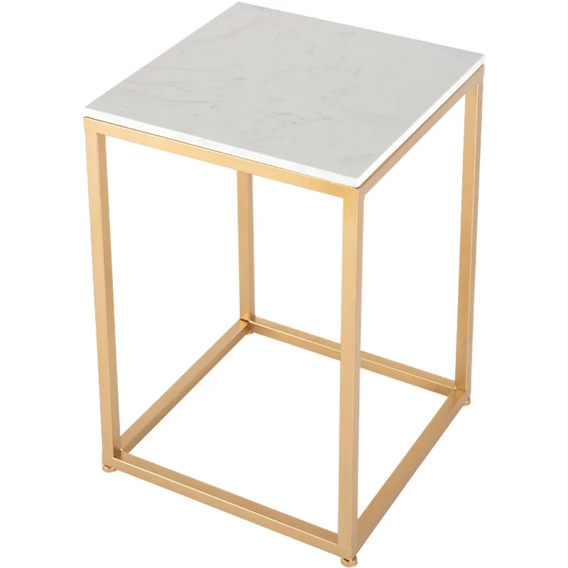 

Nordic living room small square table, simple square ins sofa edge a few white slate wrought iron corners