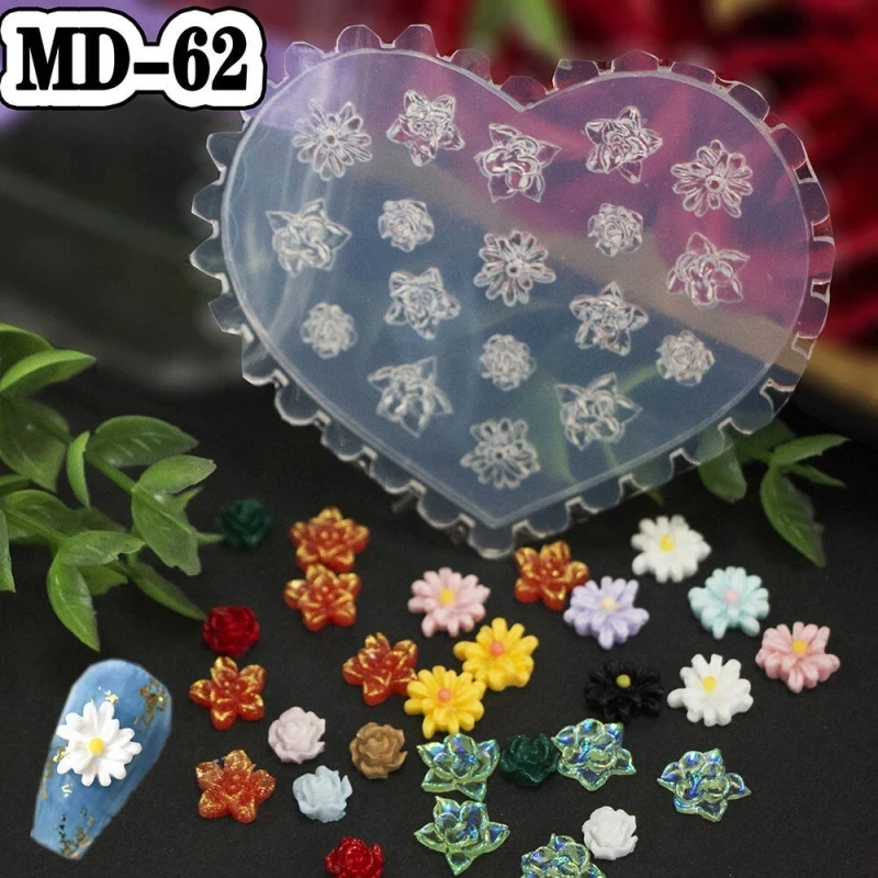 アクリルネイルデコレーション,蝶の花,3D,再利用可能なマニキュアツール,カワイイパターン,シリコン,DIY,5個