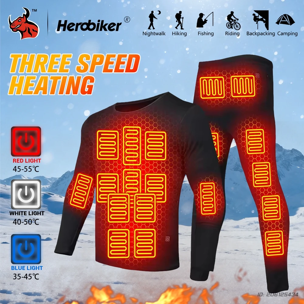 

22 Zones Heated Jacket for Women Men Electric Thermal Underwear USB Powered Motorcycle Ski Suit for Cold Weather Winter Sports