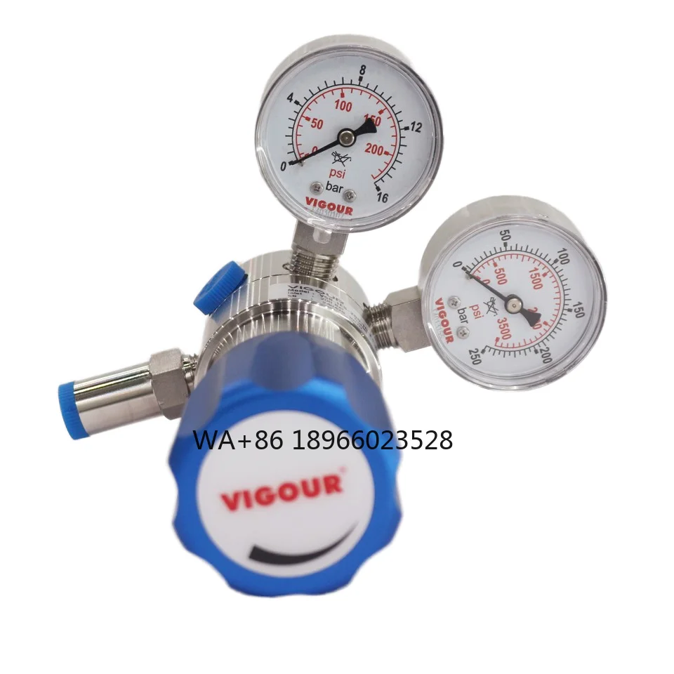 316L Diaphragm High Pressure Cylinder Regulator Oxygen Propane Argon Nitrogen CO2 Brass Piston Optimized Design for Pressure