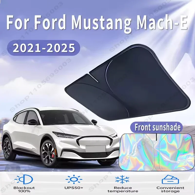 For Mustang Mach-E 2021~2025 Car Sun Viso Front Window Windshield Sunshade Heat Insulation Summer Sun UV Protection Auto Parts