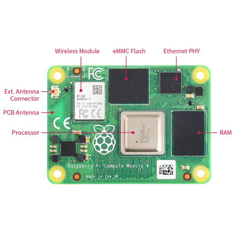 Raspberry Pi CM4 Compute Module 4 Quad-Core 1/2/4/8 GB RAM Lite/8/16/32 GB EMMC Optional Flash Wifi & BT 5.0 Industrial Board