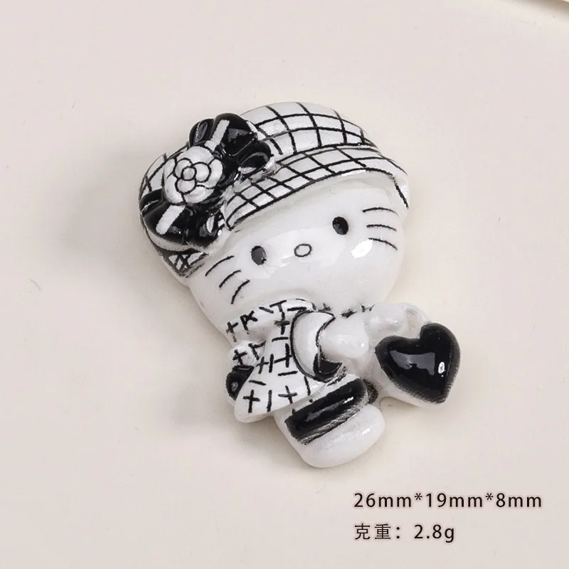 

10pcs Hello Kitty Accessories Cartoon Cute Women DIY Resin Clothes Bag Phone Case Shoe Buckle Keychain Doll Material Wholesale