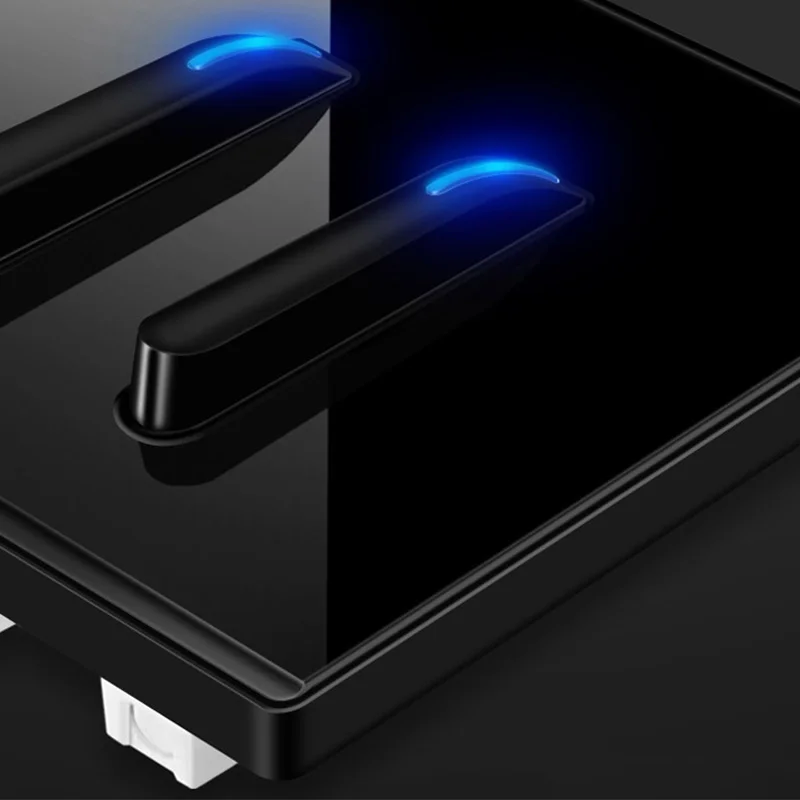 Universal black tempered glass wall lamp switch socket,US plug USB fast charging wall power socket,Mexico switch socket with USB