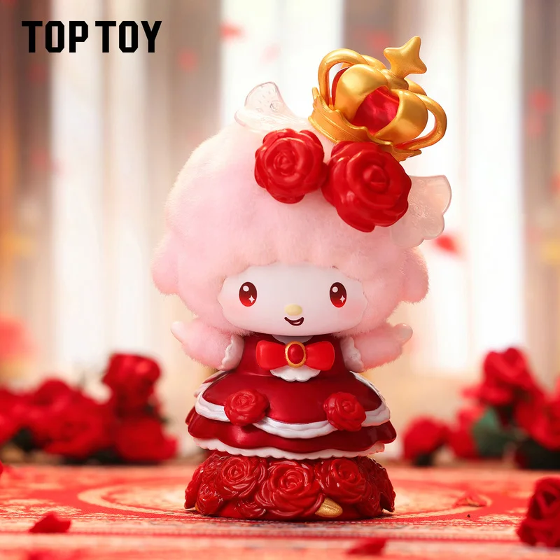 Nieuwe Sanrio Family Rose Night Series Blind Box Toy Hello Kitty Melody Kuromi Cinnamoroll Leuk Model Ornament Meisje Verjaardagscadeautjes
