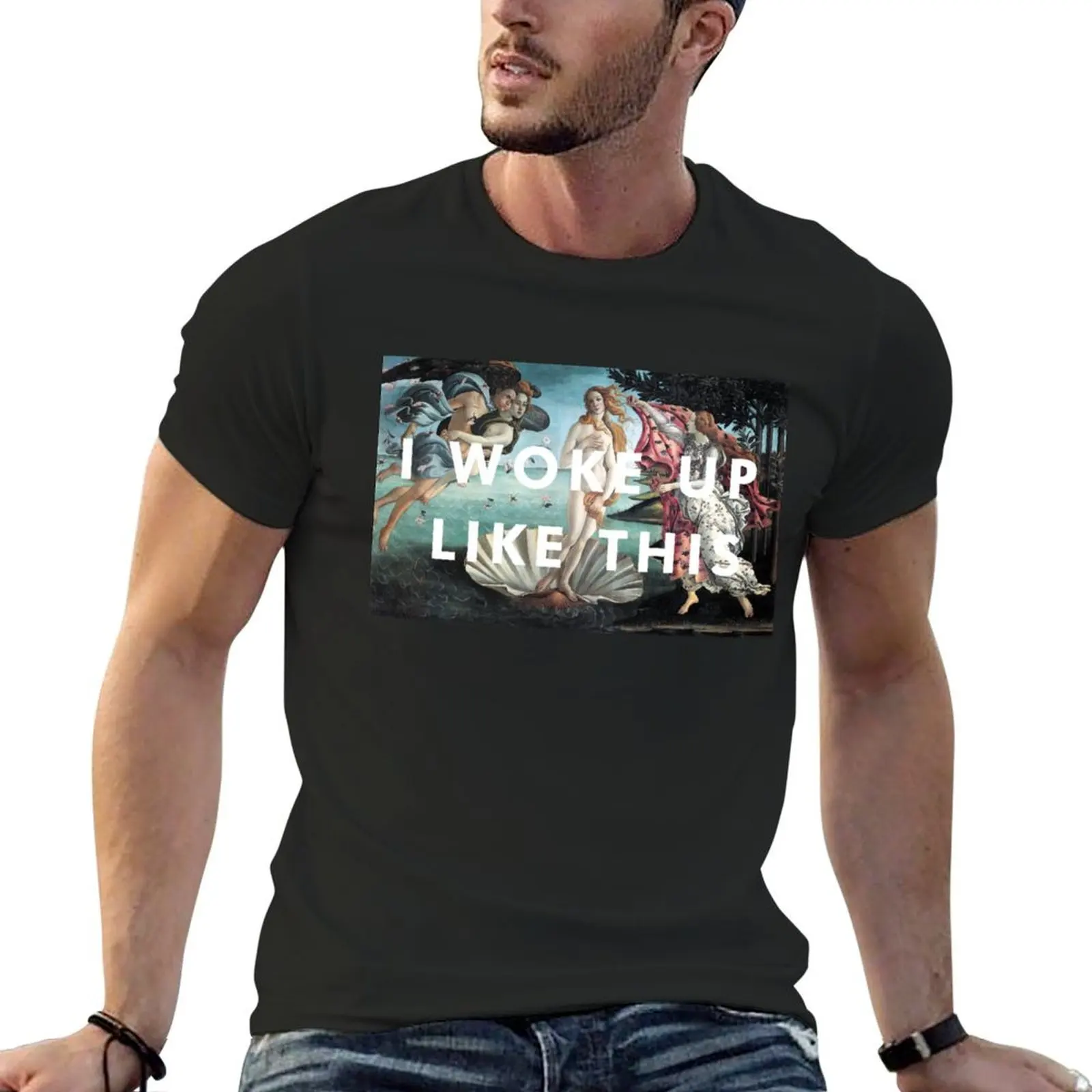 

I WOKE UP LIKE THIS T-Shirt vintage rapper graphic tees anime stuff Men's cotton t-shirt