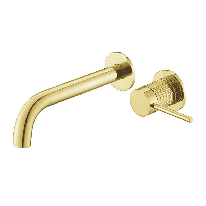 59# Brass Gun Gray  Single Handle Two Hole Wall Mounted Basin Faucet Hot Cold Mixer Tap Brushed Gold Basin Faucet Black Crane