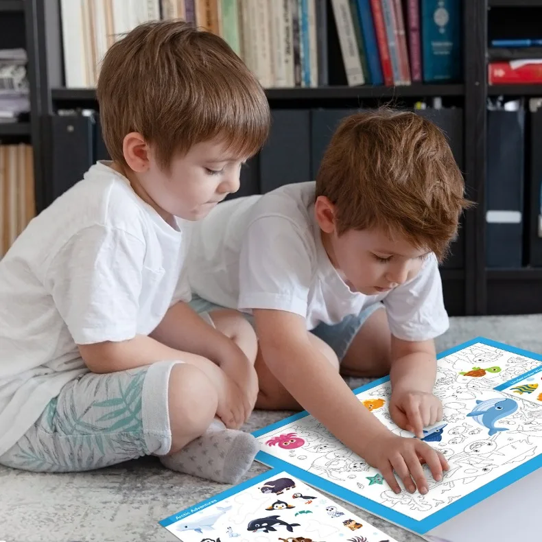 Fun Sticker Book, Search and Find Sticker Book Fun DIY Toy Book for Children Aged 3-10 Looking for Animal Parent-Child Interacti