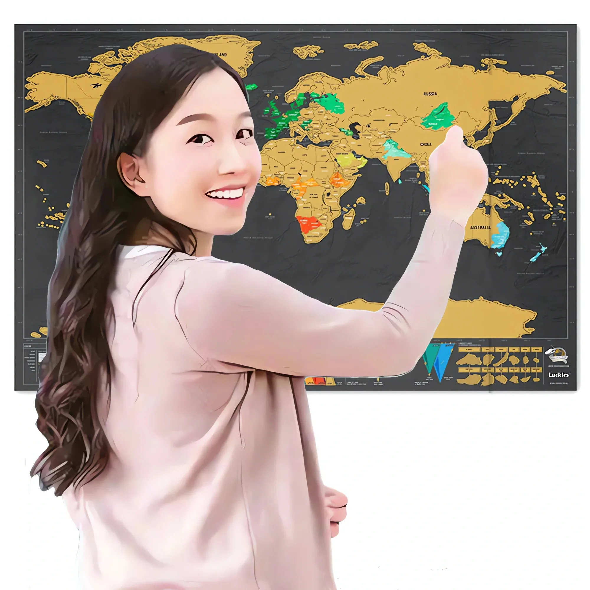 1PC Gold Scratch Off Layer Visual Travel Mapss's Travel Scratch Card Gifts for Travelers Deluxe Global Scratch Off Cartography 0