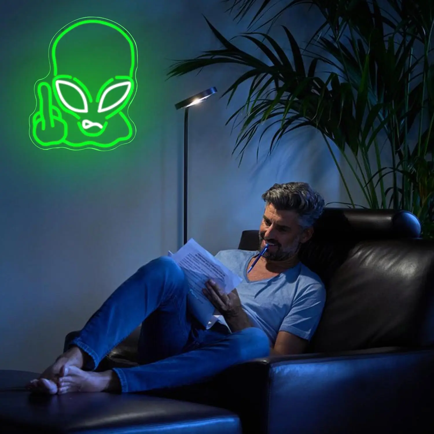 الأخضر الغريبة النيون تسجيل USB بالطاقة لعبة غرفة ضوء النيون LED عكس الضوء للأطفال عيد ميلاد عيد الميلاد رجل الكهف في سن المراهقة ديكور جدران الطرف
