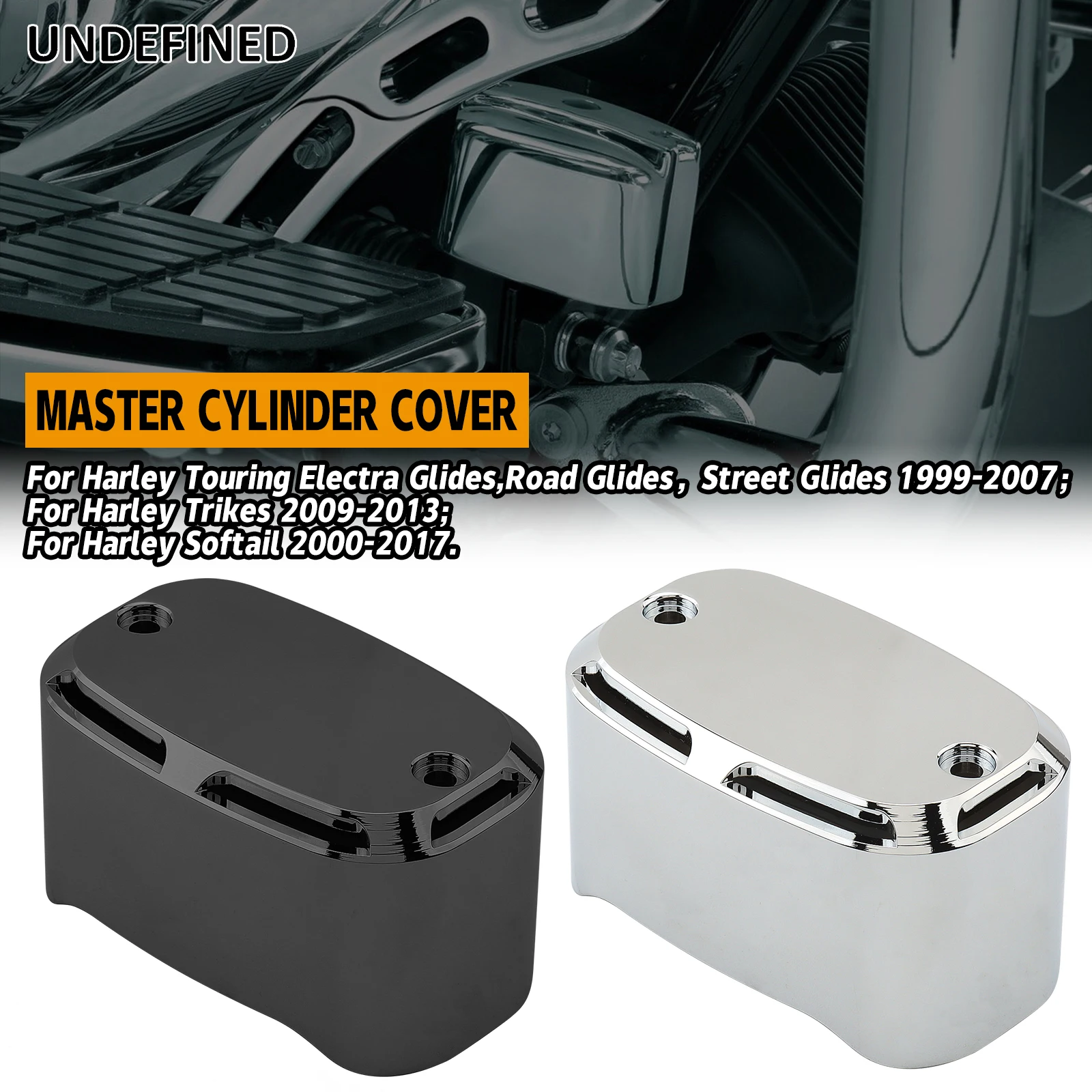 

Black Chrome Aluminum Rear Brake Master Cylinder Cover For Harley 2000-2017 Heritage Softail Fatboy FLSTF