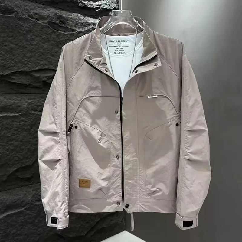 2025 New High-end Stand-up Collar Fashion Trendy Men's Jacket Jacket Daily Commuting Loose Casual Jacket