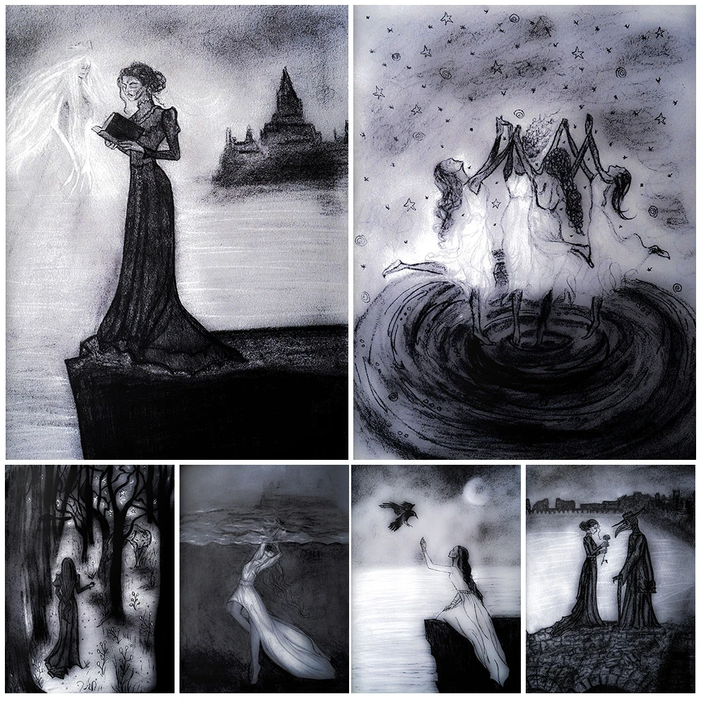 أيرلندا الشمالية السحر التوضيح والساحرة الوثنية رسم الرسم الرسم على لوحات القماش الجدارية الحرب والموت السحر الجنية ملصق #1